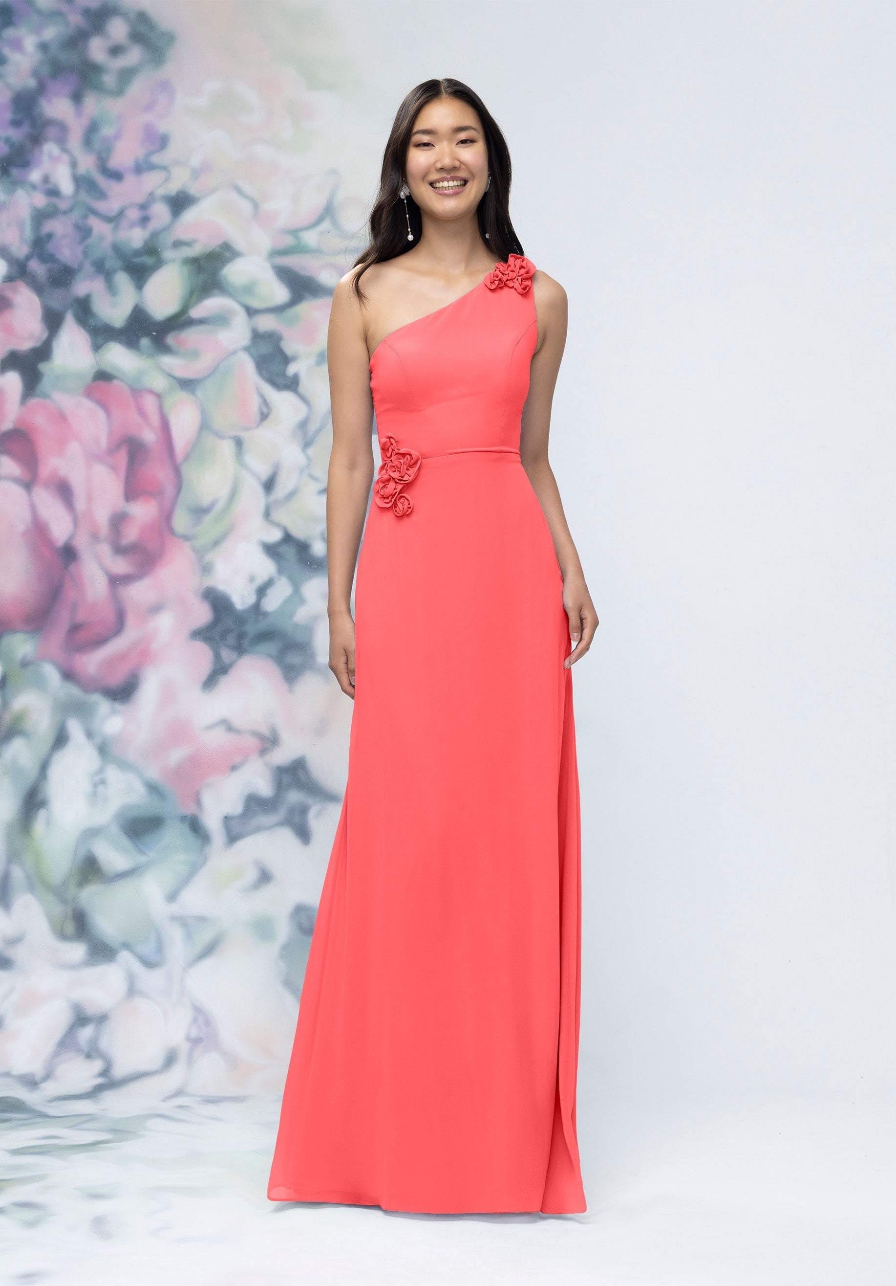 Formal Dresses 3D Floral Long Formal Evening Dress Cantaloupe