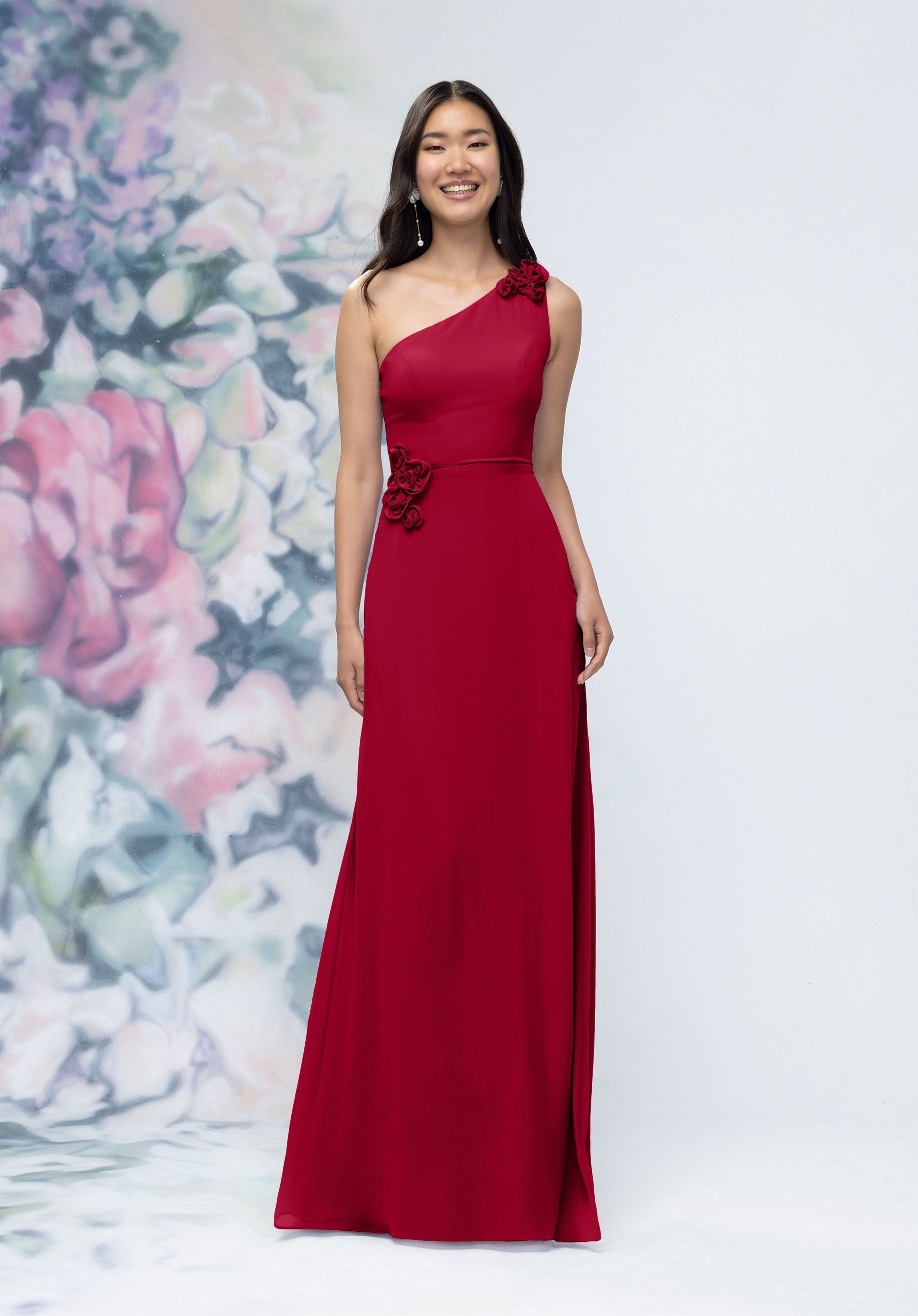 Formal Dresses Long 3D Floral Formal Evening Dress Claret