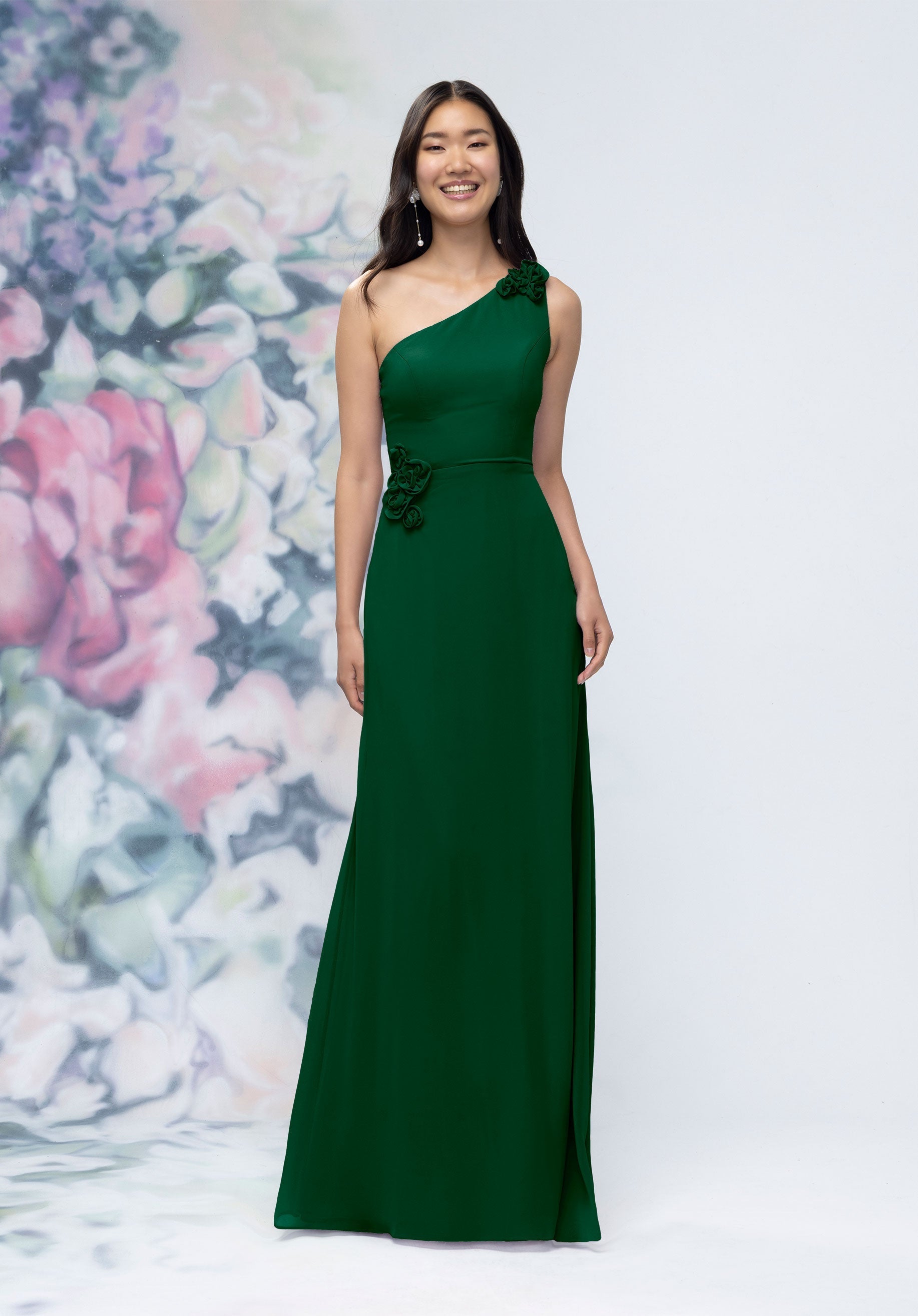 Formal Dresses Long Formal 3D Floral Evening Dress Emerald