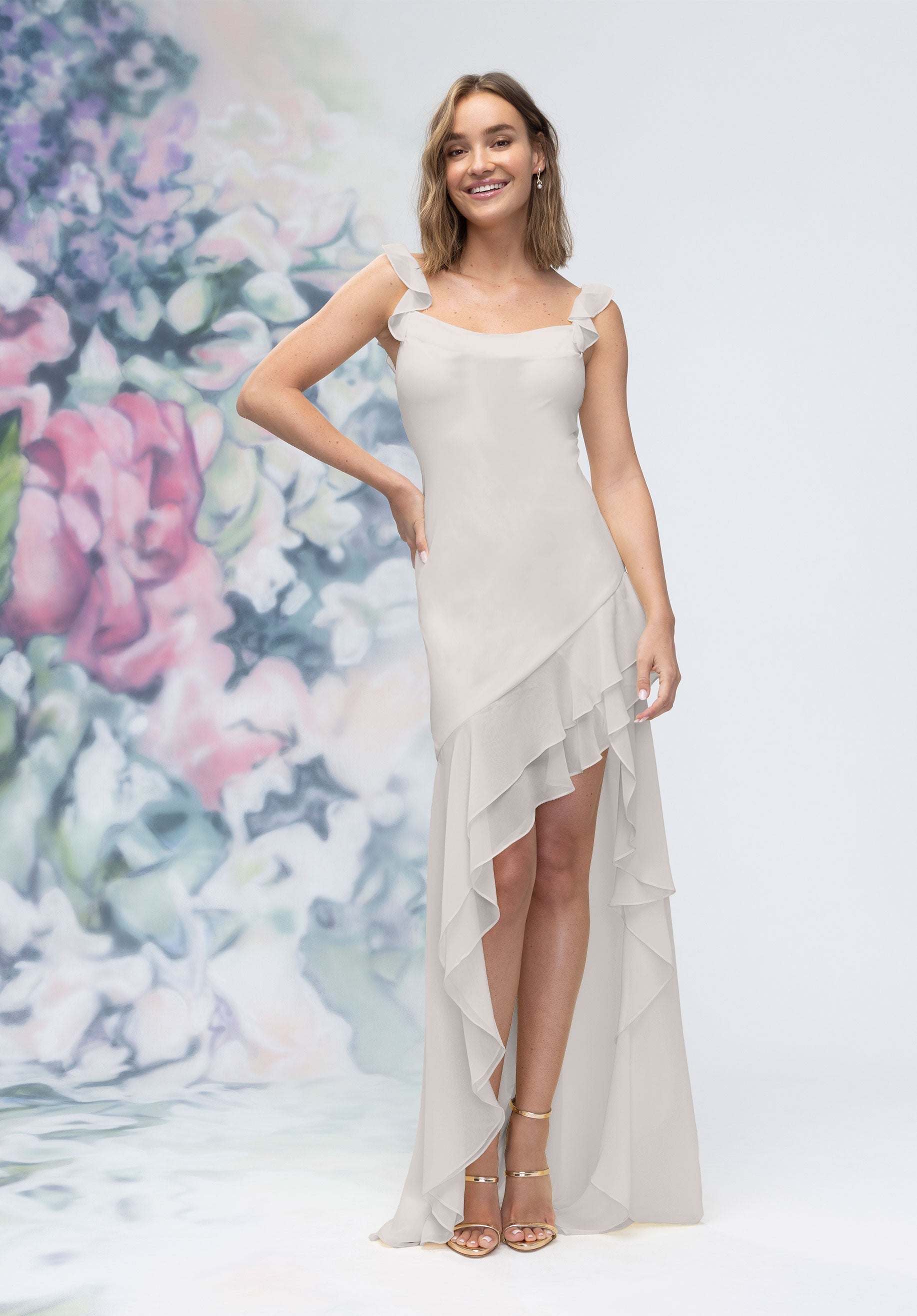 Prom Dresses Formal Long High Low Prom Evening Dress Silver