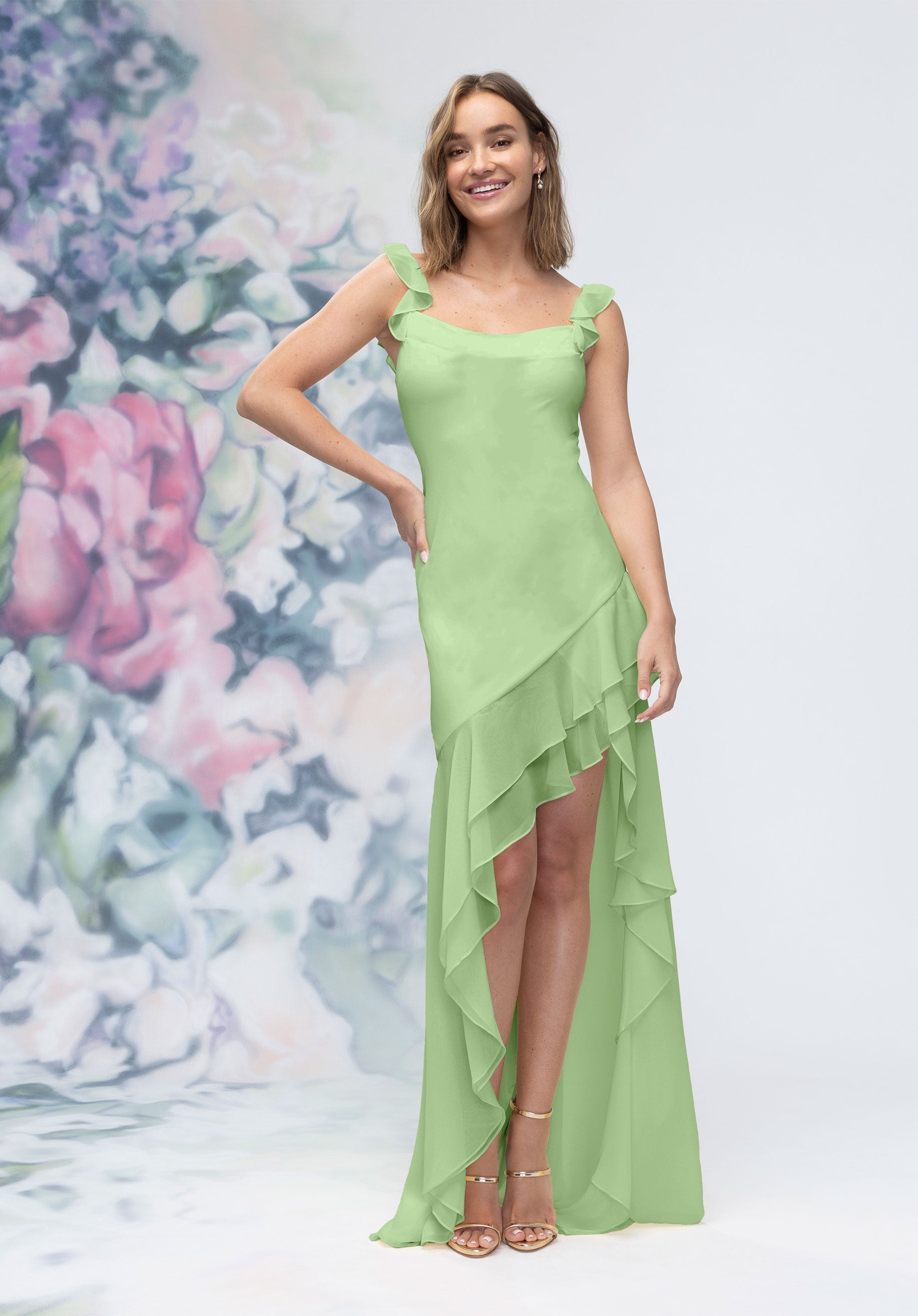 Prom Dresses Formal Long High Low Prom Evening Dress Sage
