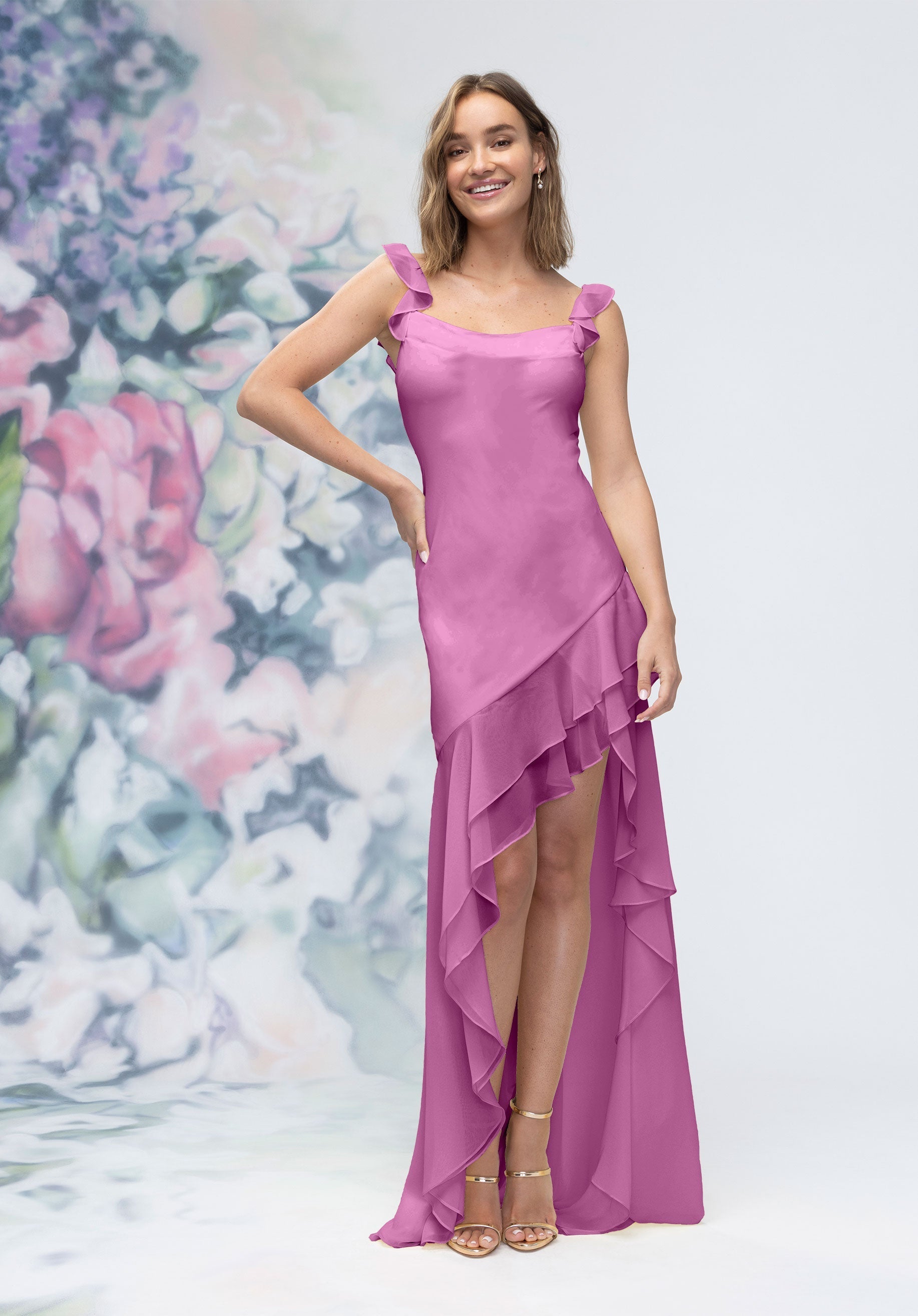 Prom Dresses Formal Long Ruffle High Low Prom Dress Primrose