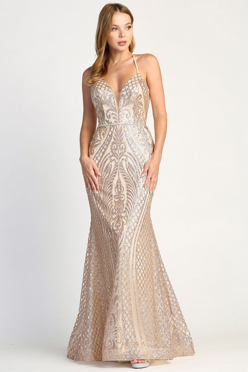 Adora 3037 Fitted Long Formal Evening Prom Dress
