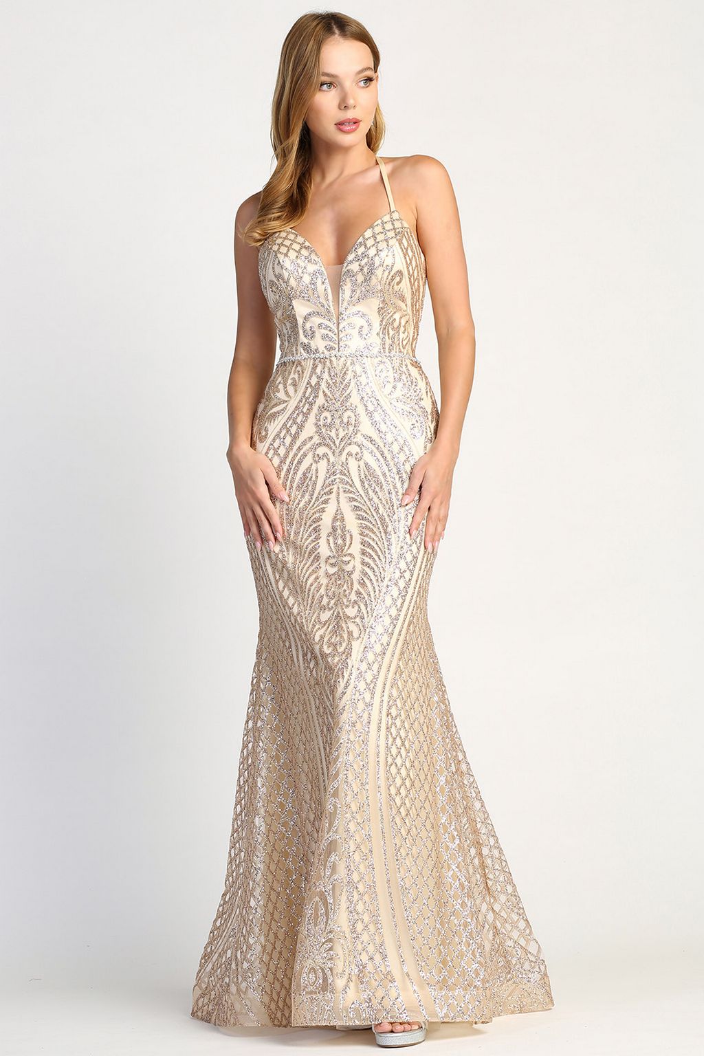 Adora 3037 Fitted Long Formal Evening Prom Dress