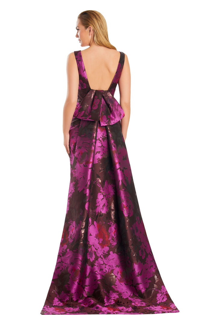 Formal Dresses Long Floral Print Formal Overskirt Evening Dress Wine/Fuchsia Multi