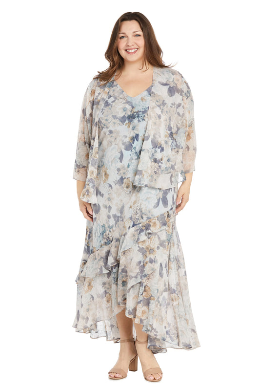 Plus Size Dresses High Low Floral Formal Jacket Plus Size Dress Slate