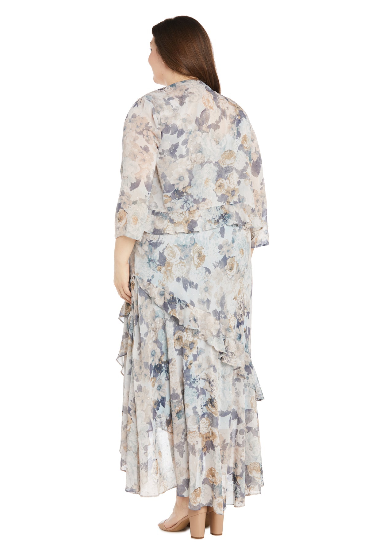 R&M Richards 3043W Plus Size Floral Jacket High Low Dress