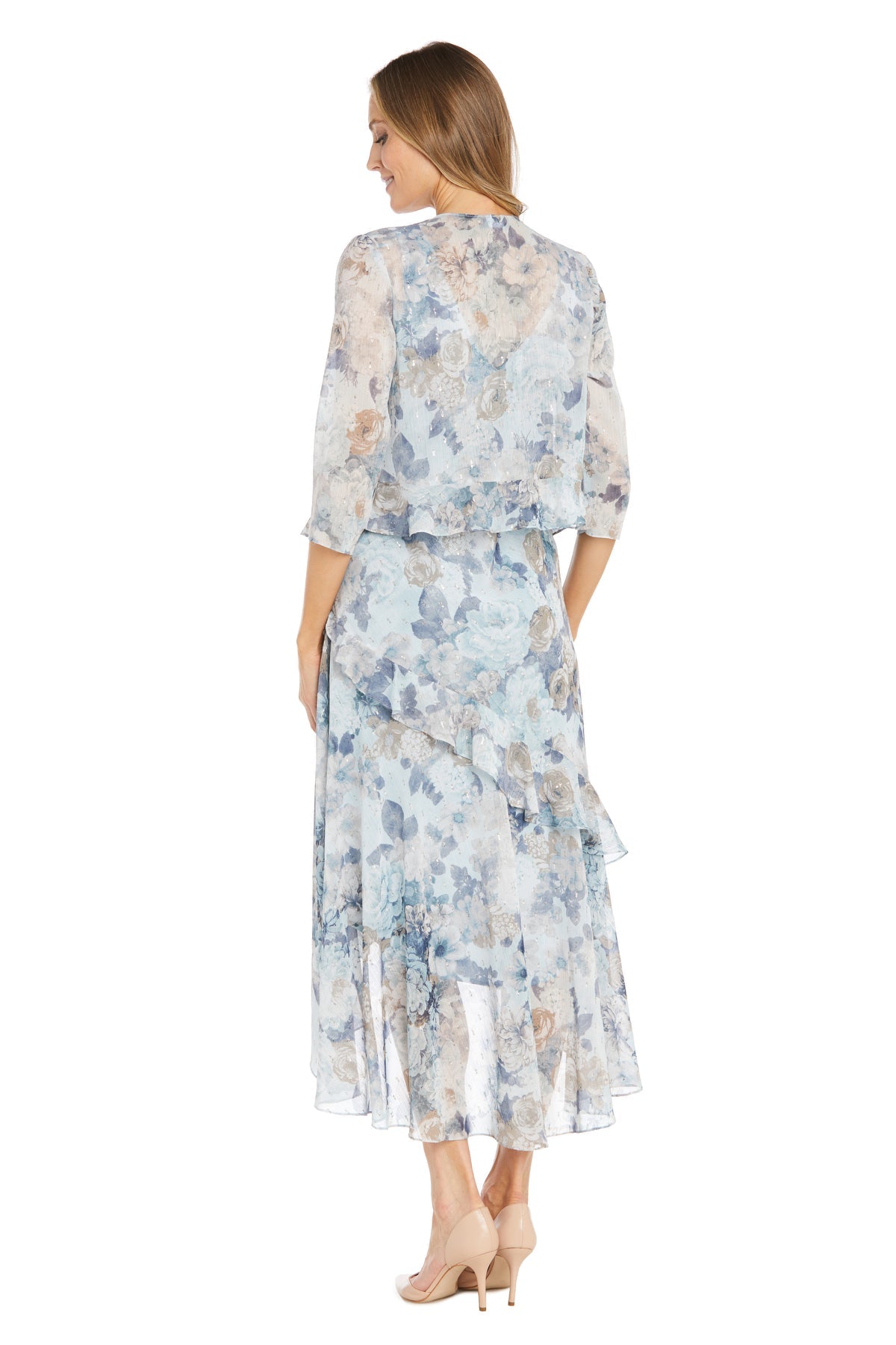 R&M Richards 3043 High Low Floral Jacket Formal Dress