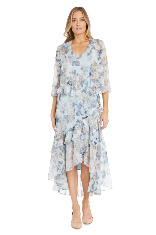 Floral High Low Dress Formal Jacket R&M Richards 3043