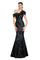 Formal Dresses Pleated Long Formal Printed Evening Dress Black/Silver