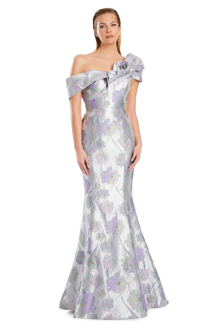 Formal Dresses Pleated Long Formal Printed Evening Dress Lilac/Gold