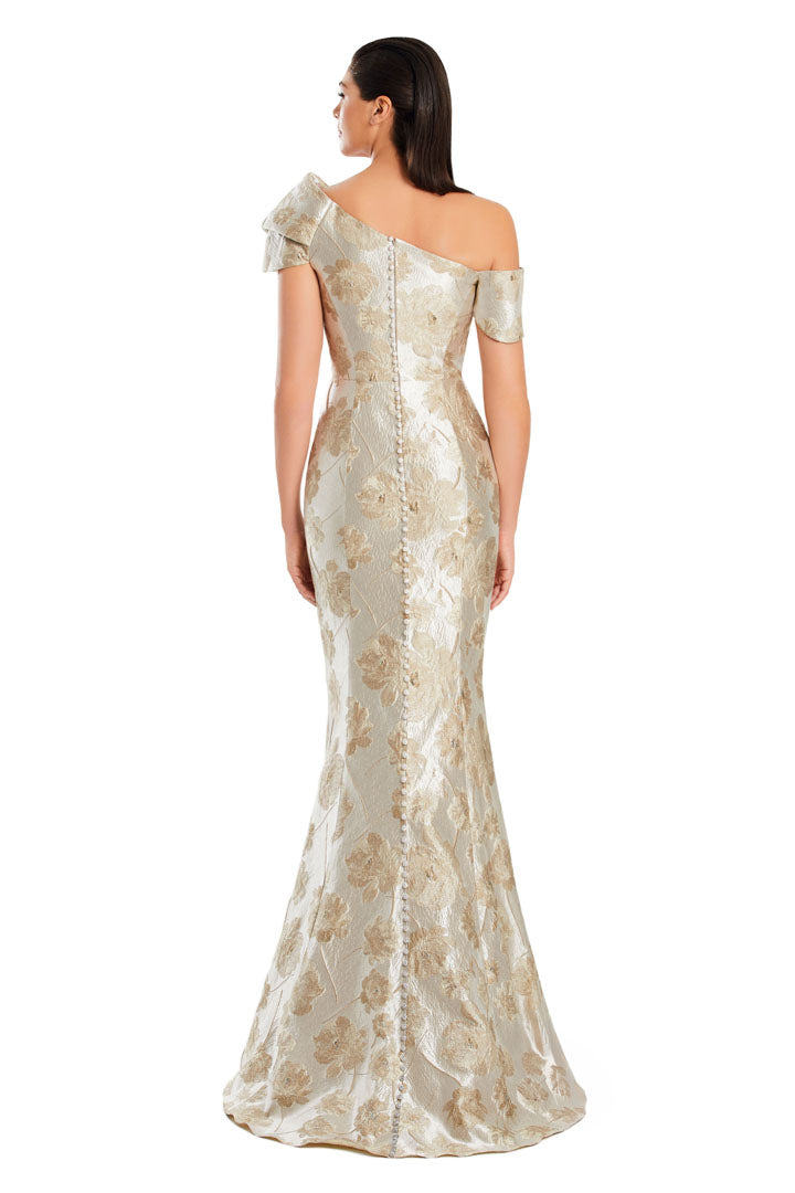 Formal Dresses Pleated Long Formal Printed Evening Dress Taupe/Gold