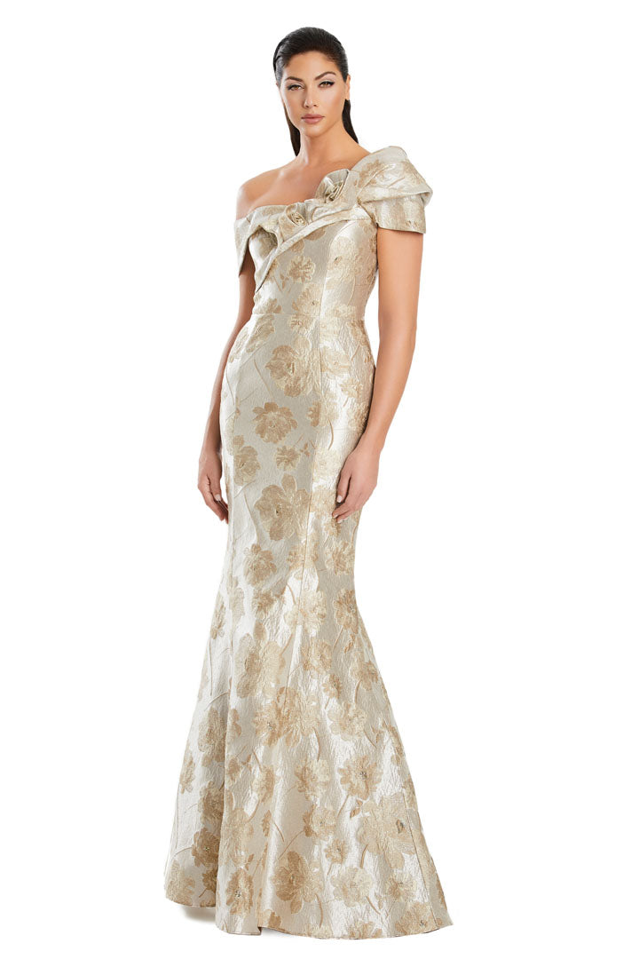 Formal Dresses Pleated Long Formal Printed Evening Dress Taupe/Gold