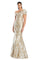 Formal Dresses Pleated Long Formal Printed Evening Dress Taupe/Gold