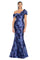 Formal Dresses Pleated Long Formal Printed Evening Dress Violet/Fuchsia