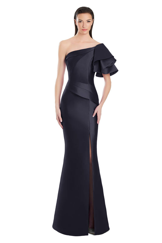 Formal Dresses Long Evening Gown Slit Formal Pleated Dress Black