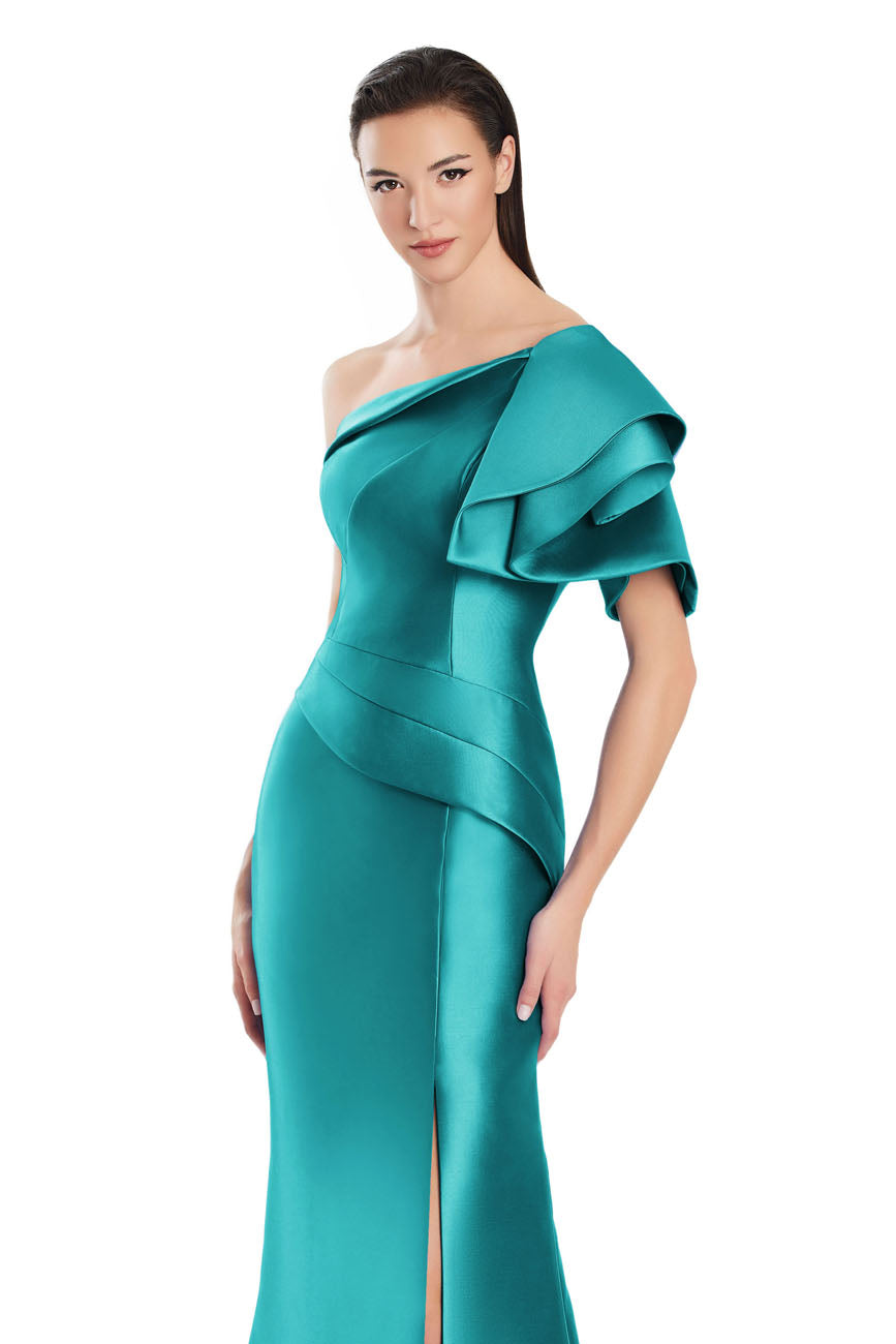 Formal Dresses Long Evening Gown Slit Formal Pleated Dress Jade