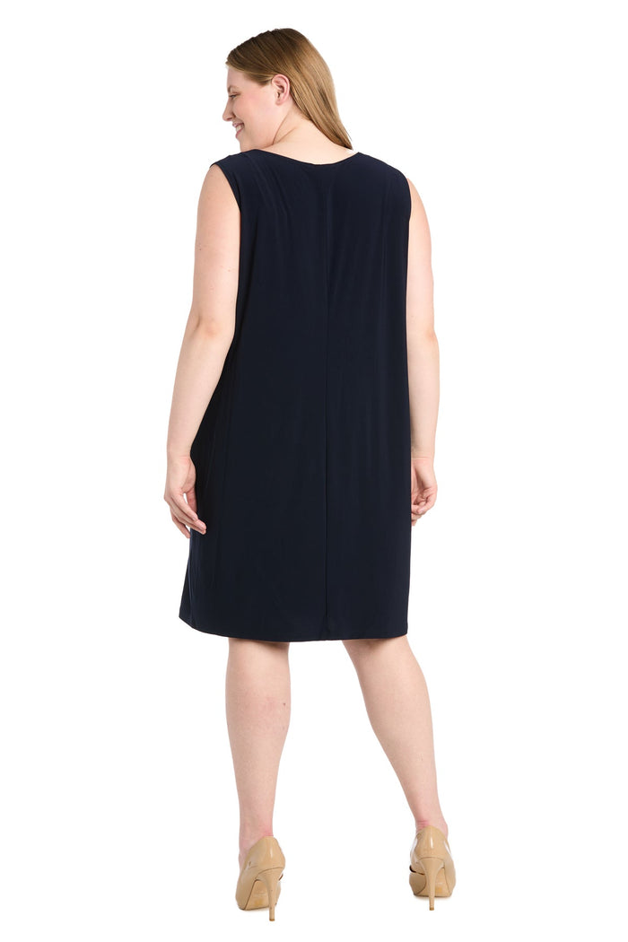 Plus Size Dresses Short Trim Jacket Plus Size Dress Navy