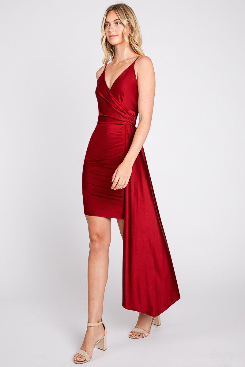 V-Neck Mini Short Jersey Cocktail Bodycon Lenovia 3057