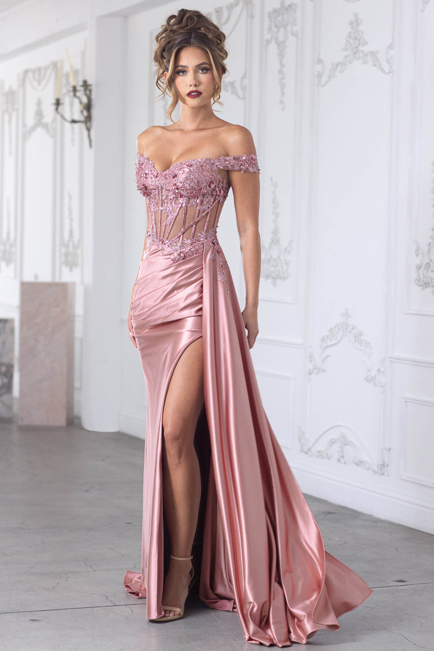 Prom Dresses Fitted Formal Long Prom Evening Beaded Dress Lenovia 8360 Mauve