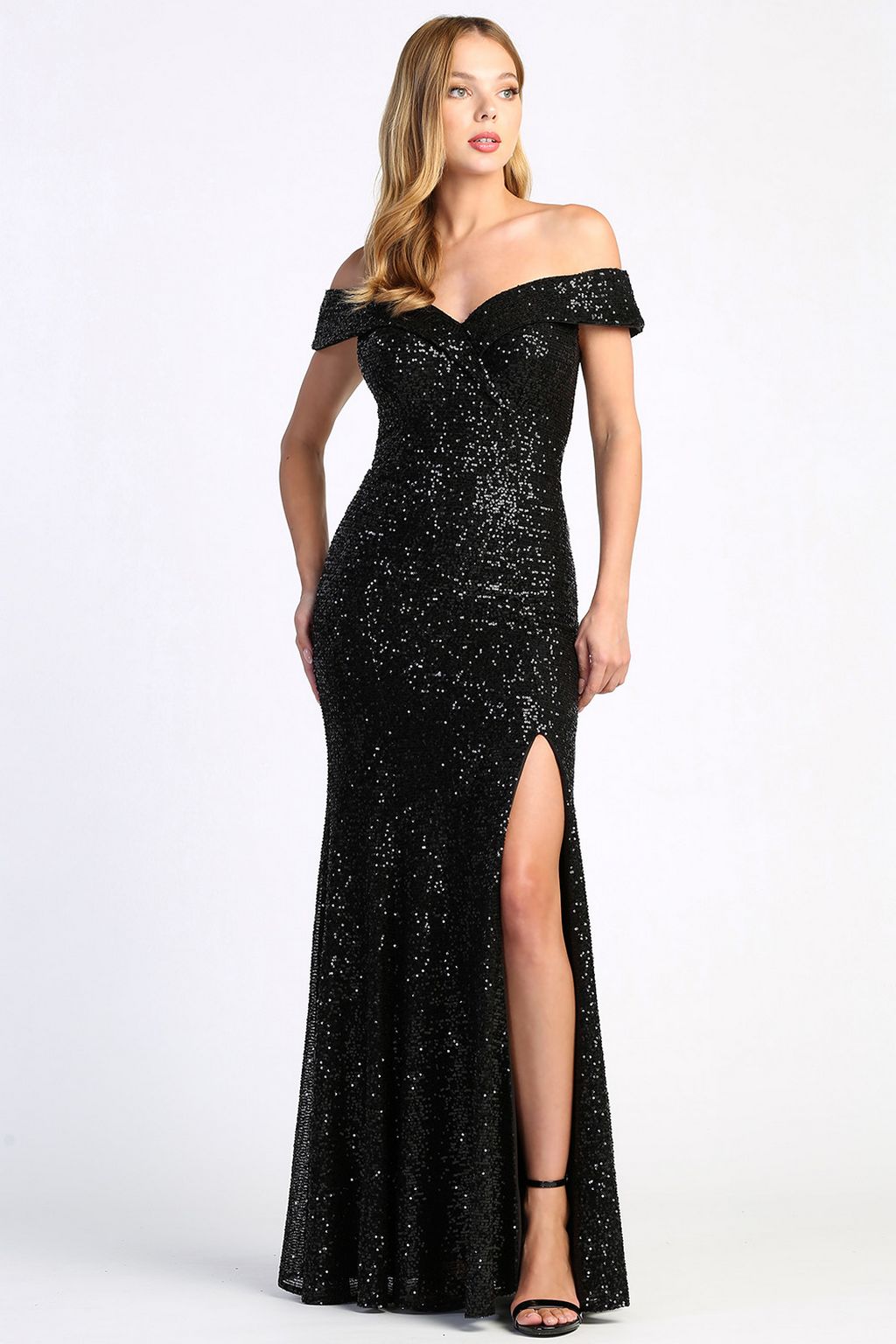 Adora 3059 Prom Long Fitted Sequin Slit Formal Dress