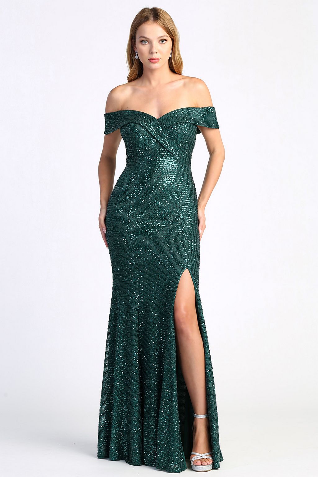 Adora 3059 Prom Long Fitted Sequin Slit Formal Dress