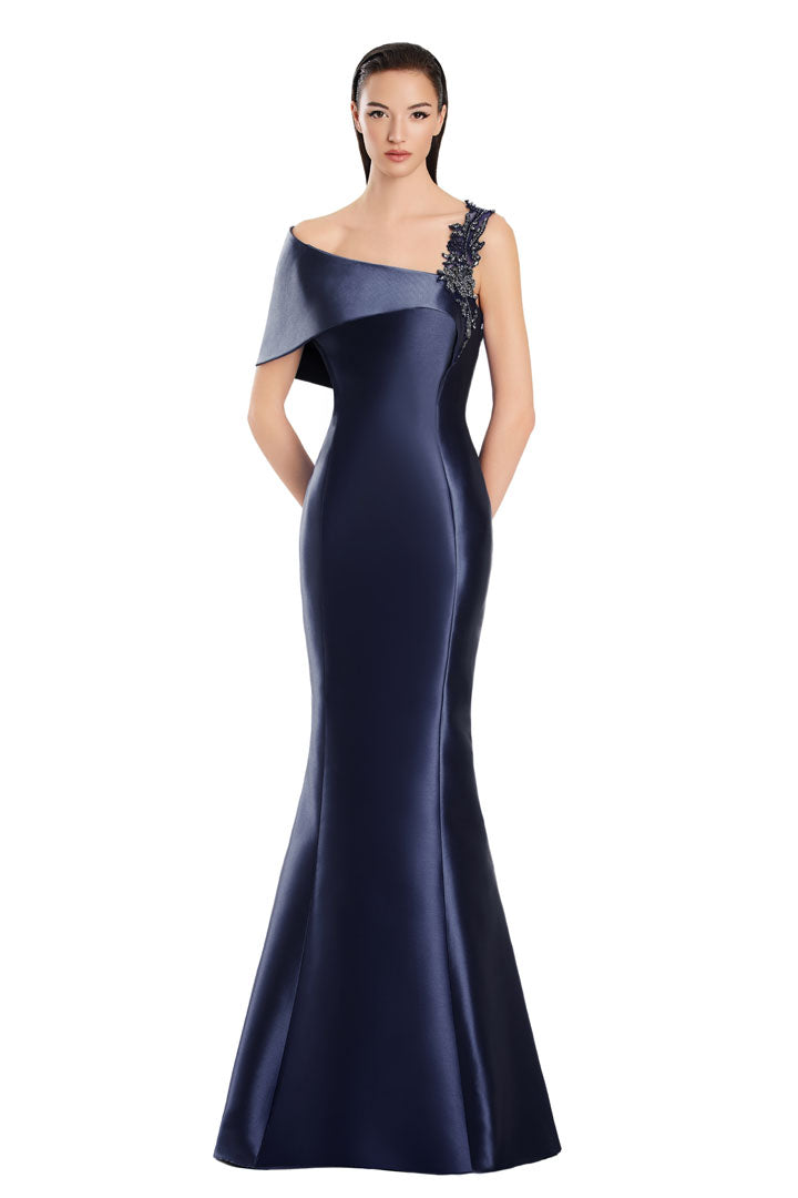 Prom Dresses Mermaid Long Formal Beaded Floral Prom Dress Navy