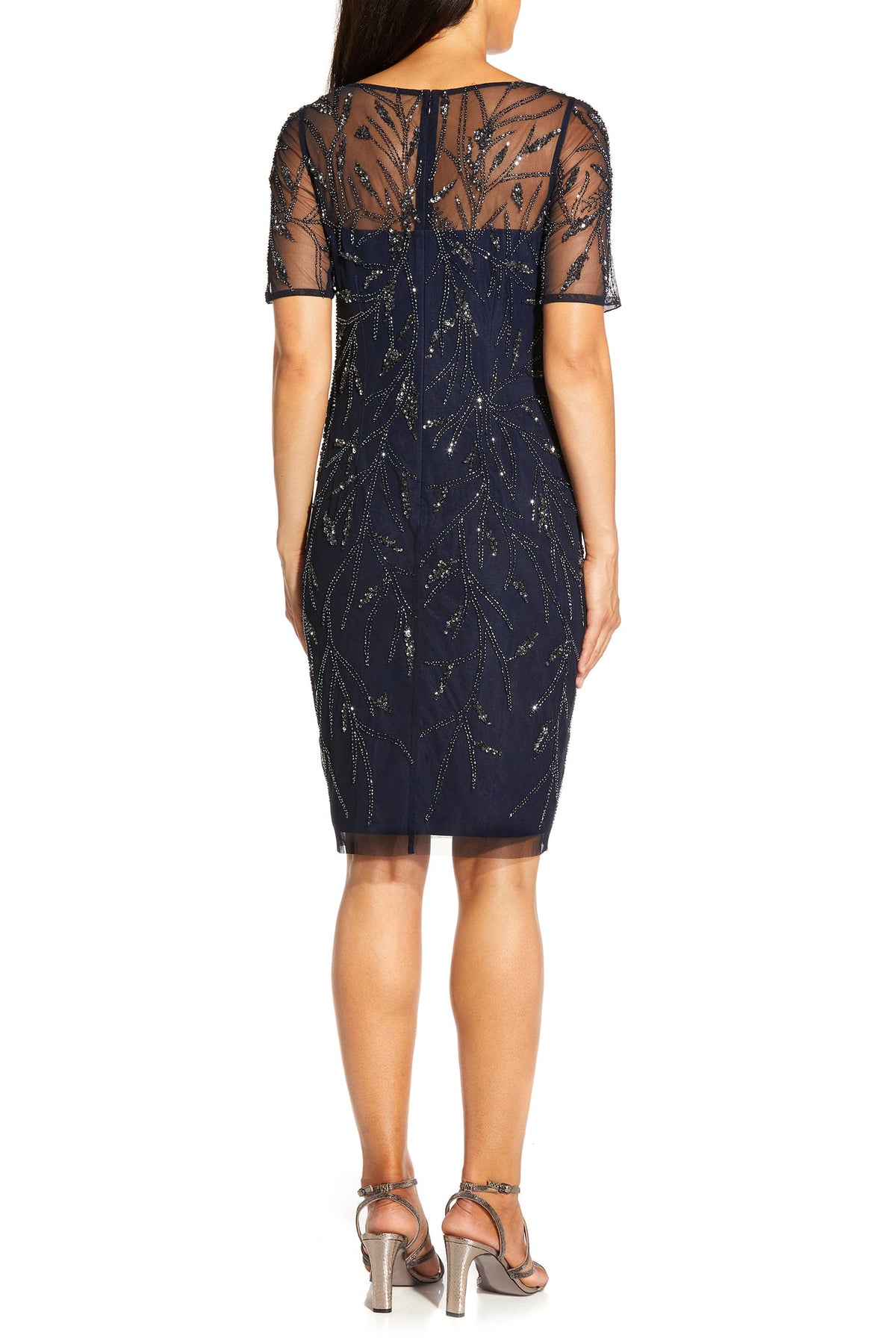 Illusion Knee-Length Sequin Formal Sheath Adrianna Papell AP1E208090