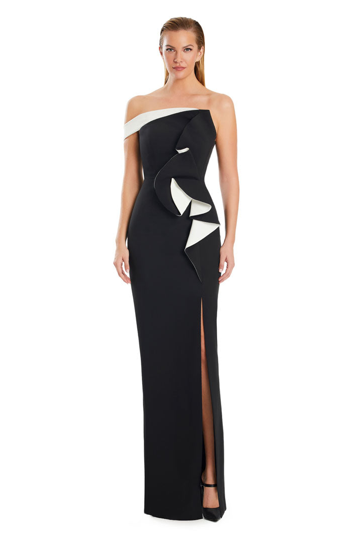 Alexander by Daymor 3065S25 Long Formal Fitted Ruffle Evening Dress