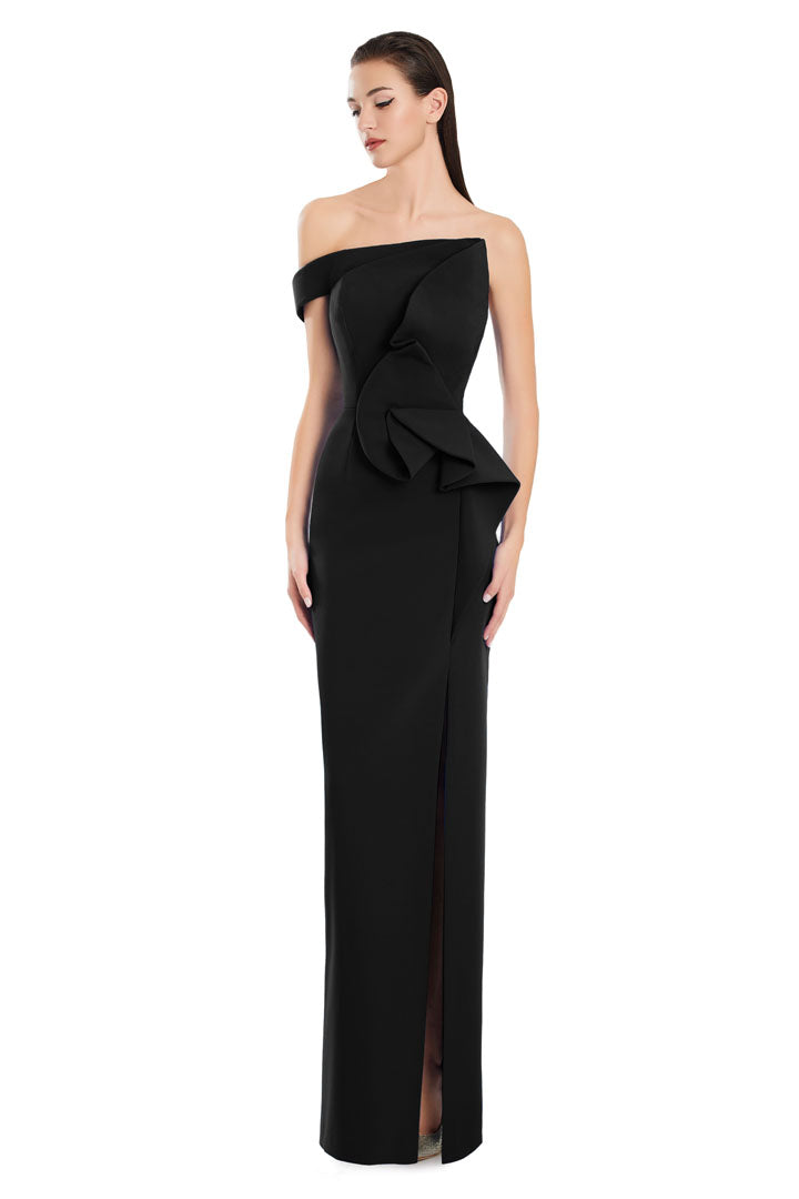 Formal Dresses Long Formal Fitted Ruffle Evening Dress Black