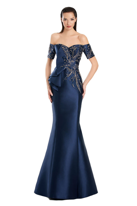 Formal Dresses Long Mermaid Formal Evening Beaded Dress Navy/Silver
