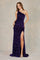 Prom Dresses Fitted Long Sequin Formal Slit Evening Dress Purple