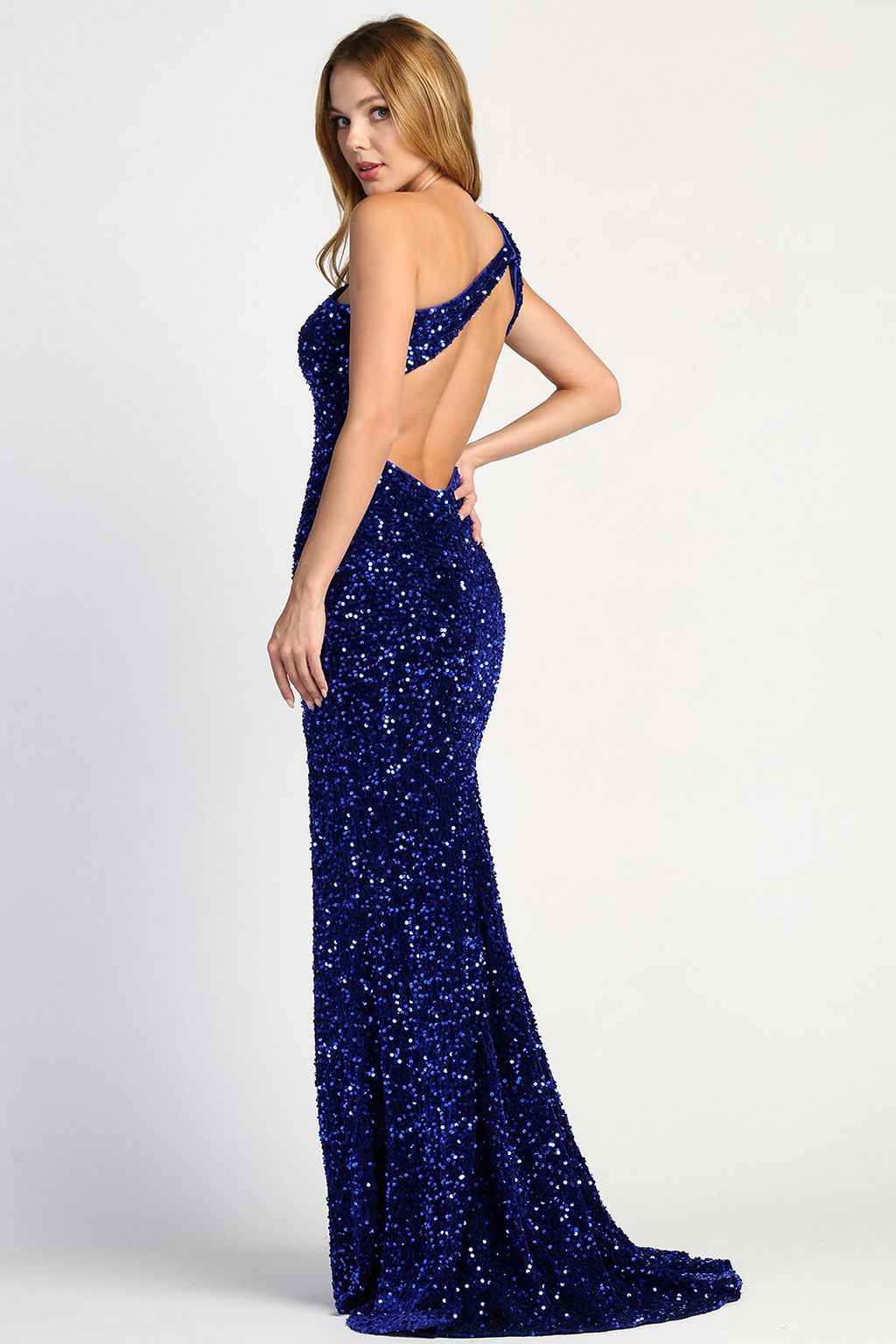 Adora 3067 Fitted Long Sequin Formal Slit Evening Dress