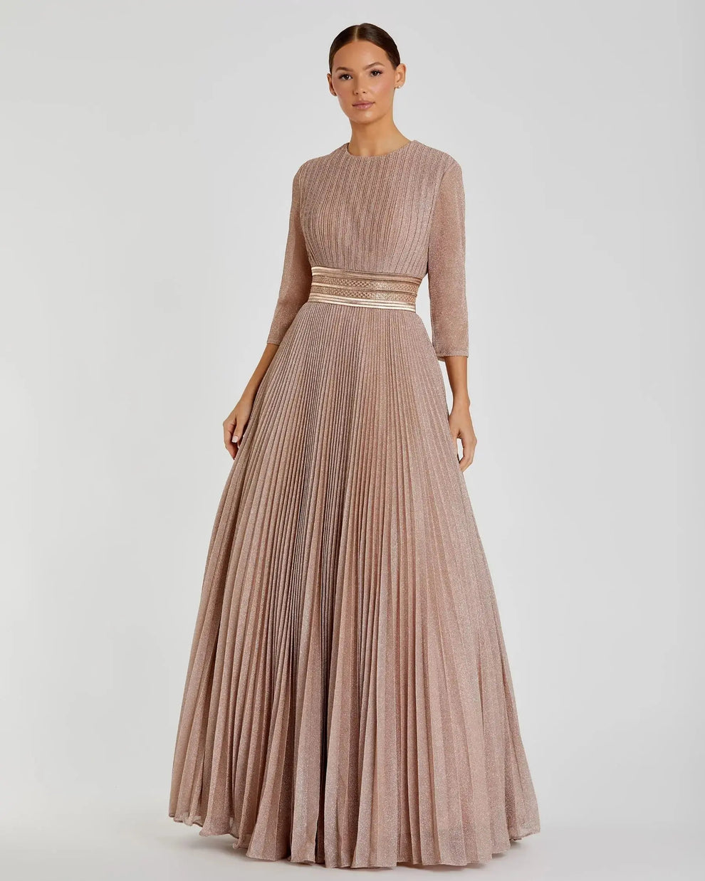 Mother of the Bride Dresses Pleated Formal Long Mother of the Bride Dress Mac Duggal 30700 Rose Gold