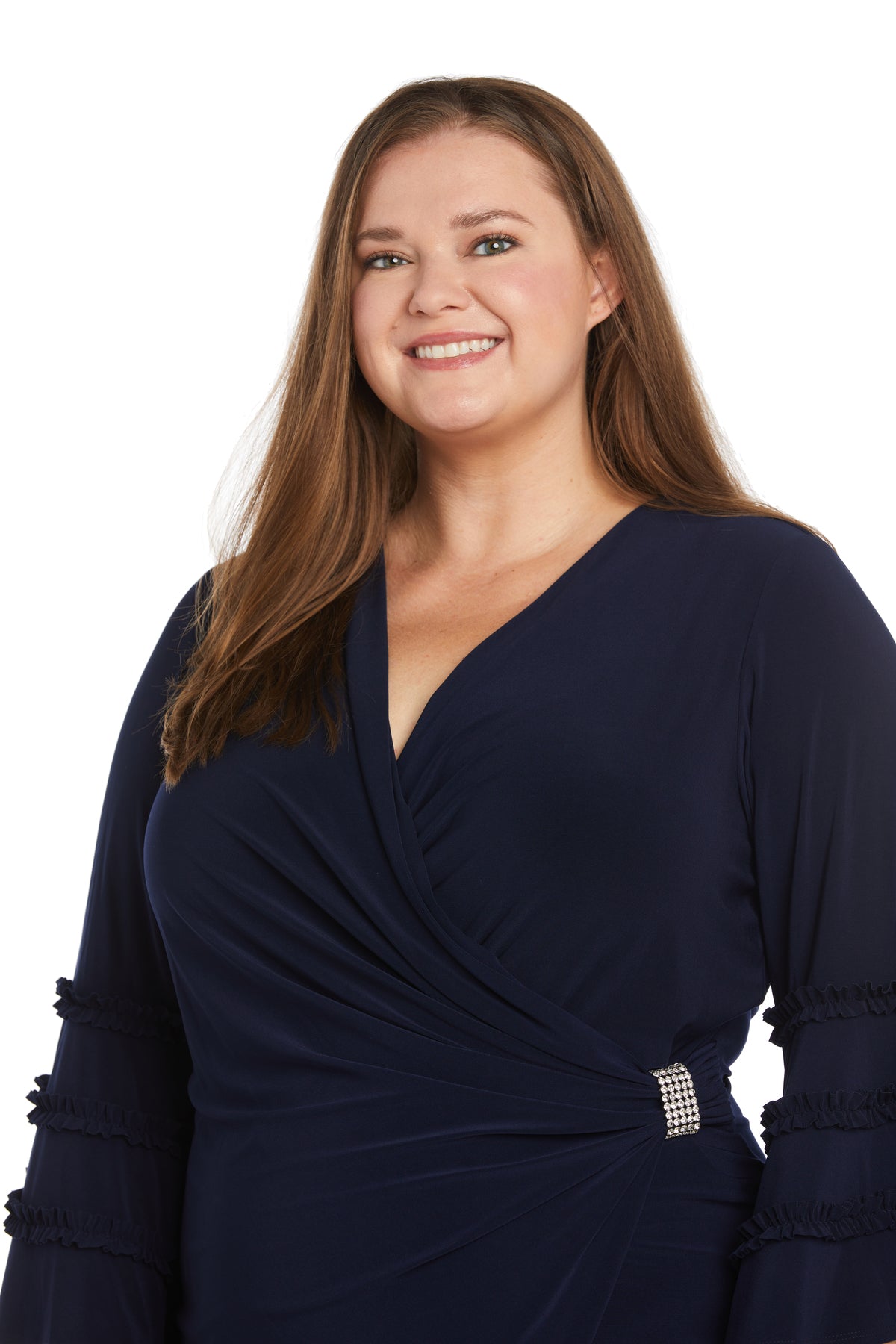 R&M Richards 3071W Short Ruffle Cocktail Plus Size Dress