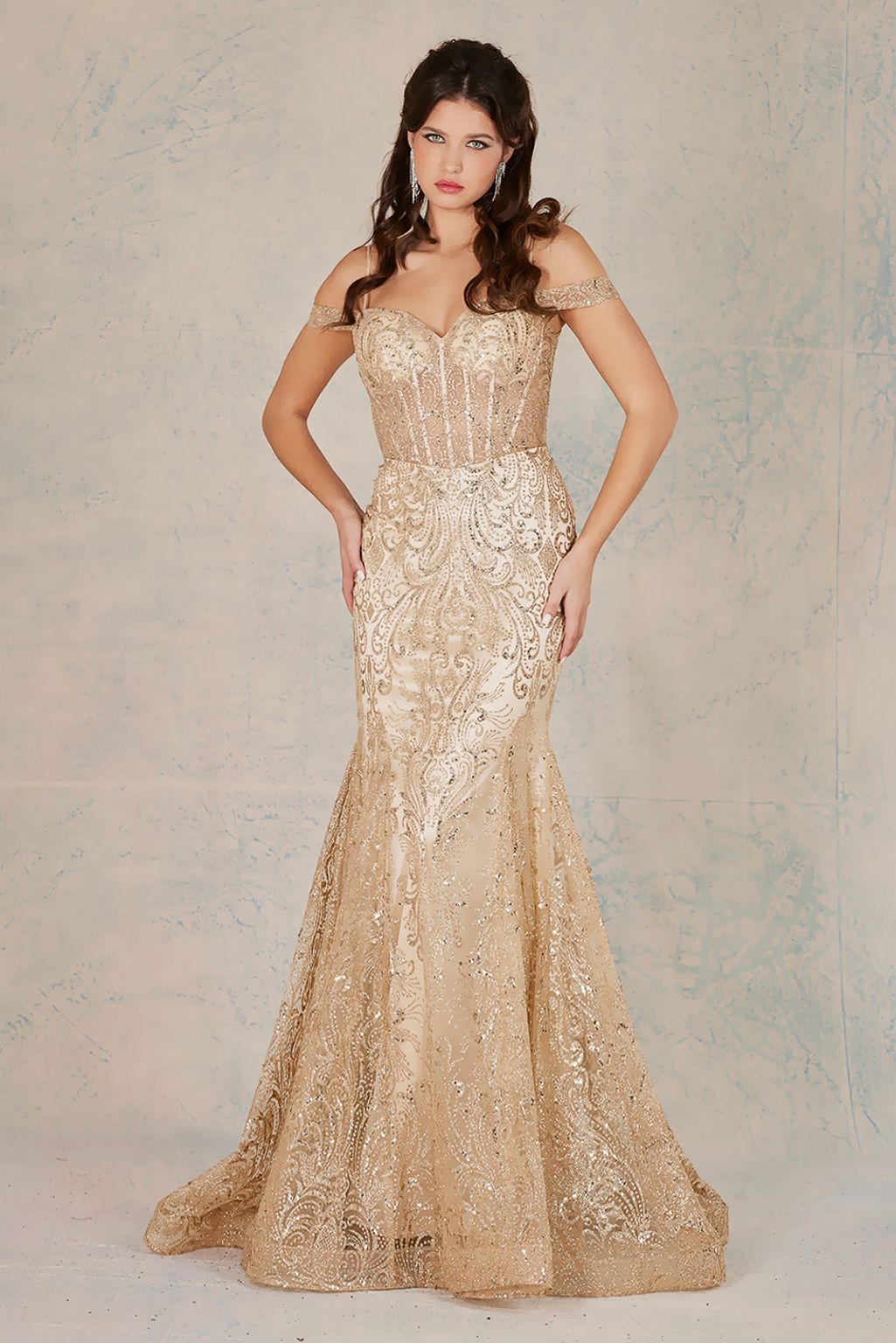 Adora 3076 Glitter Prom Long Formal Dress