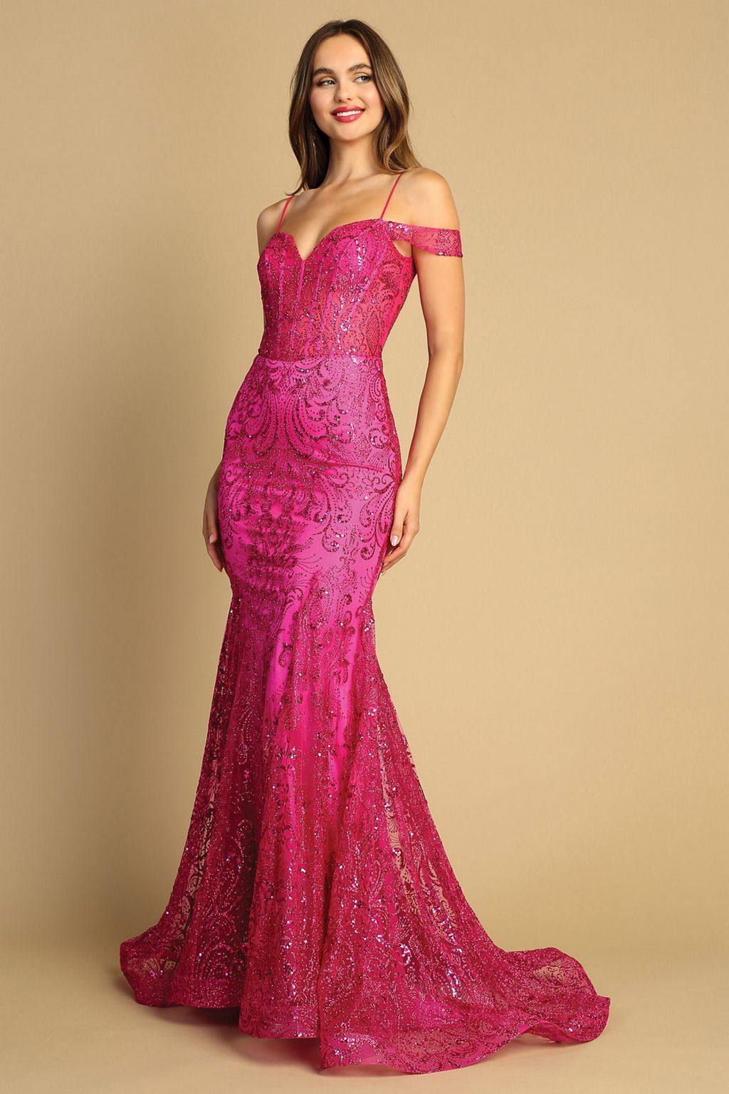 Adora 3076 Glitter Prom Long Formal Dress