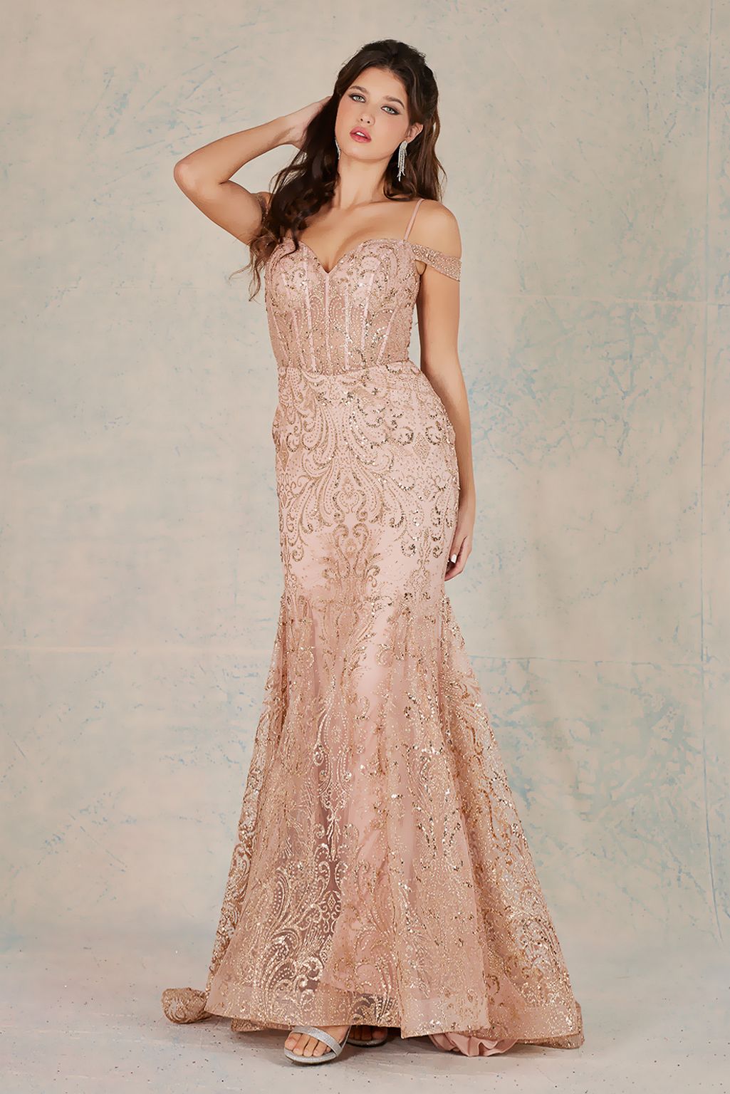 Adora 3076 Glitter Prom Long Formal Dress