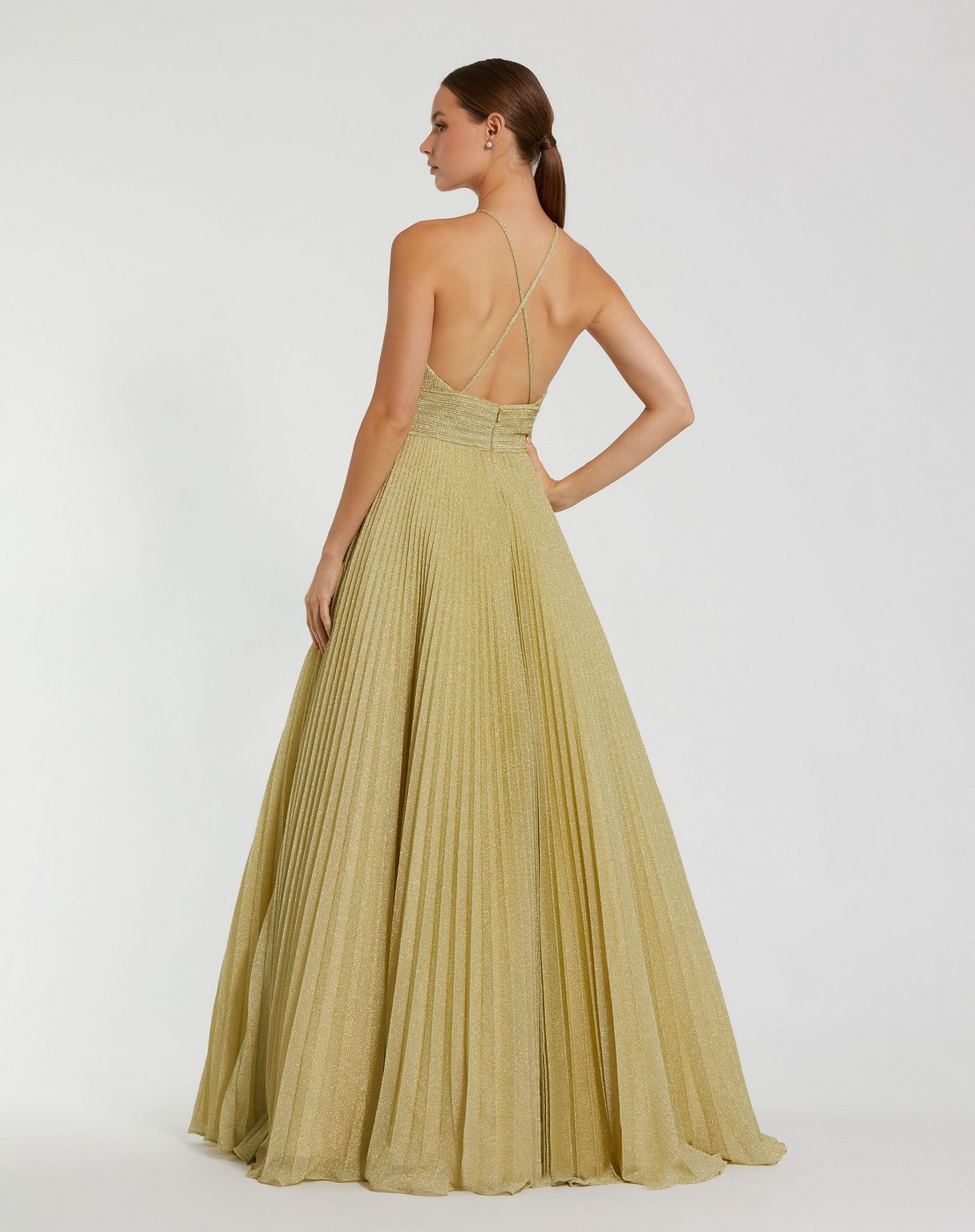 Mac Duggal 30772 A Line Long Formal Pleated Prom Dress