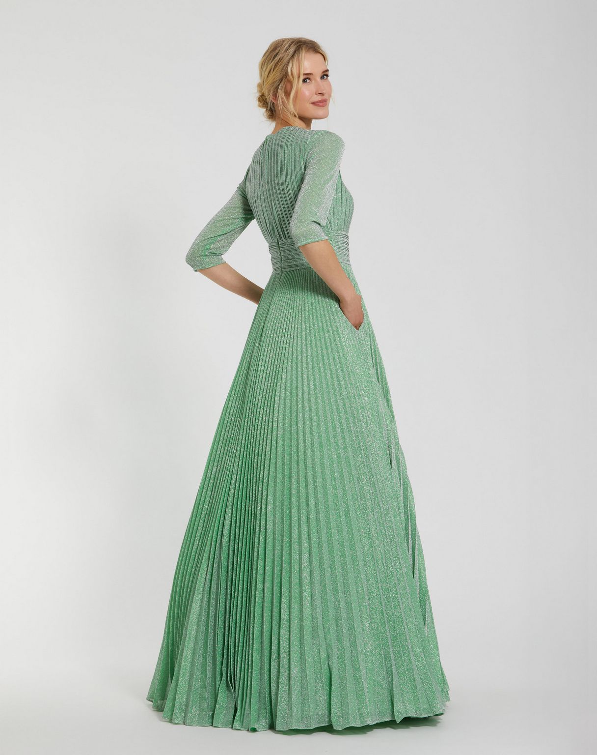 Mac Duggal 30775 Long Pleated A Line Formal Evening Dress