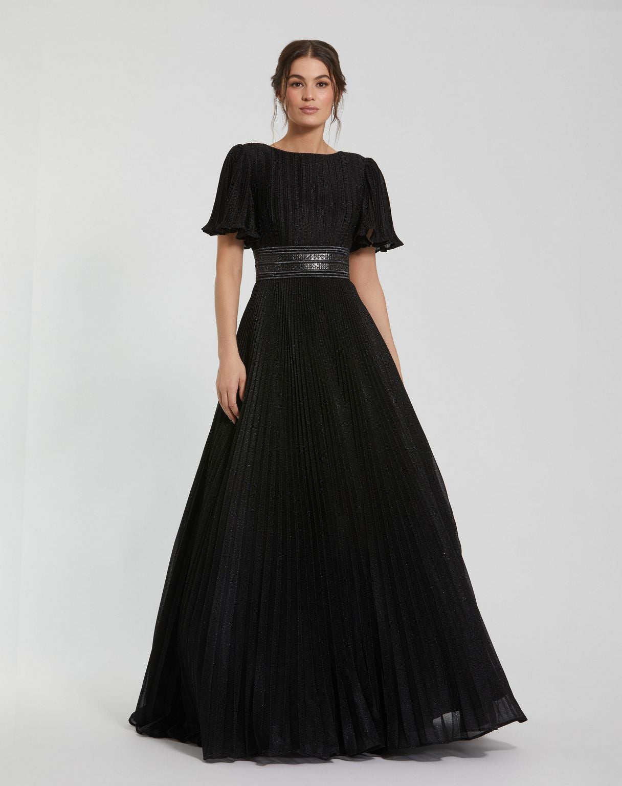 Black Mac Duggal 30776 Long Pleated Formal Prom Dress for $498.0 – The