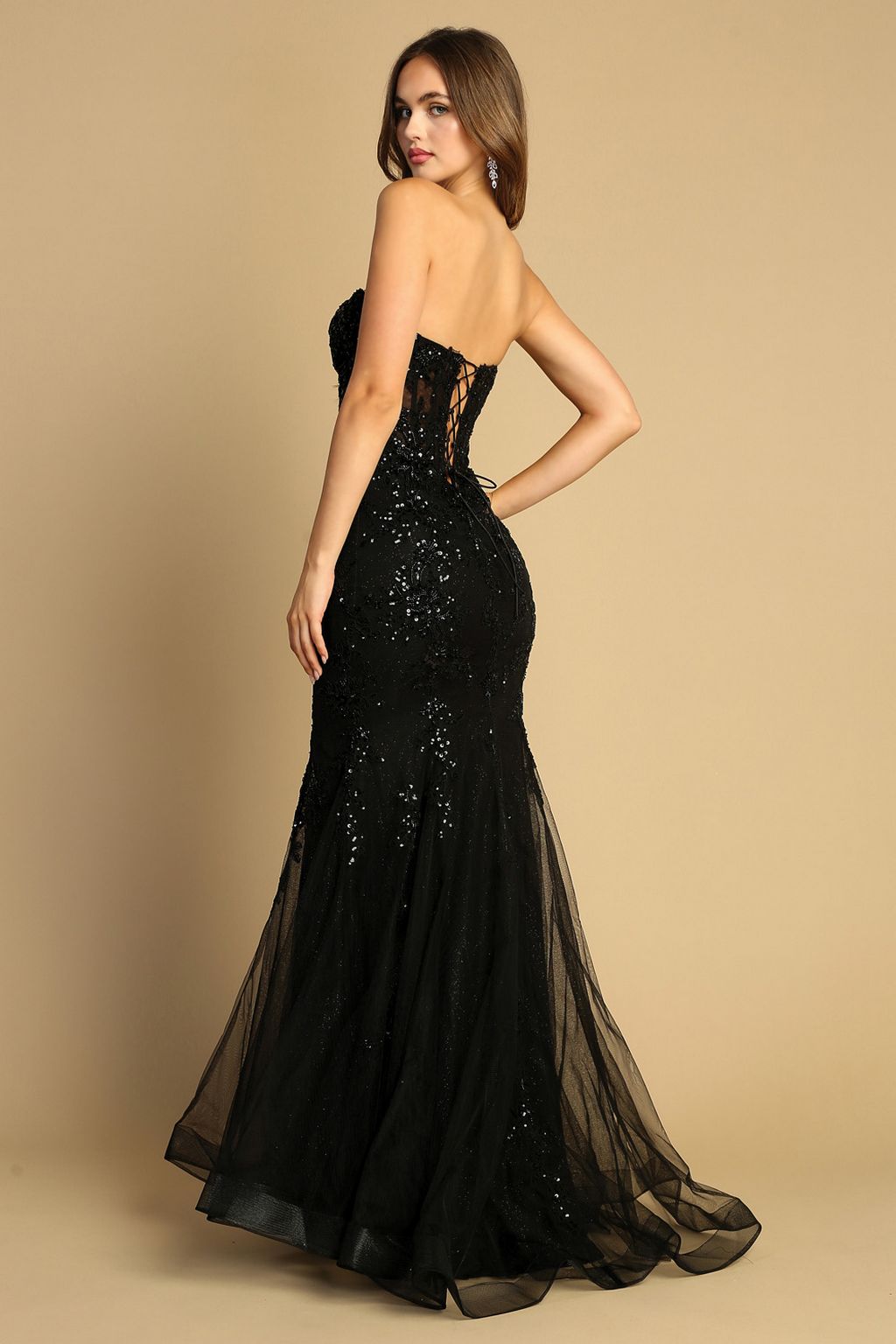 Adora 3080 Long Prom Beaded Lace Mermaid Formal Dress