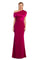 Formal Dresses Pleated Long Formal Fitted Evening Dress Cranberry