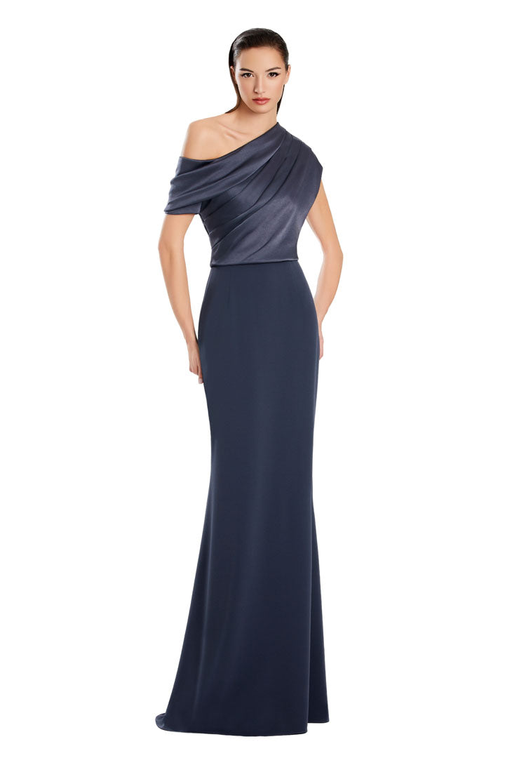 Formal Dresses Pleated Long Formal Fitted Evening Dress Graphite