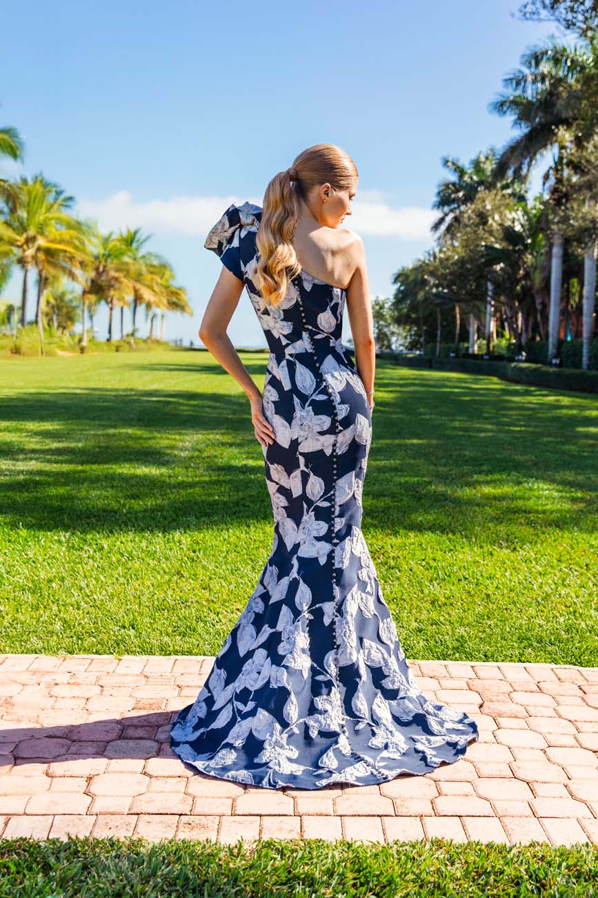 Formal Dresses Long Mermaid Formai Printed Evening Dress Navy/Silver