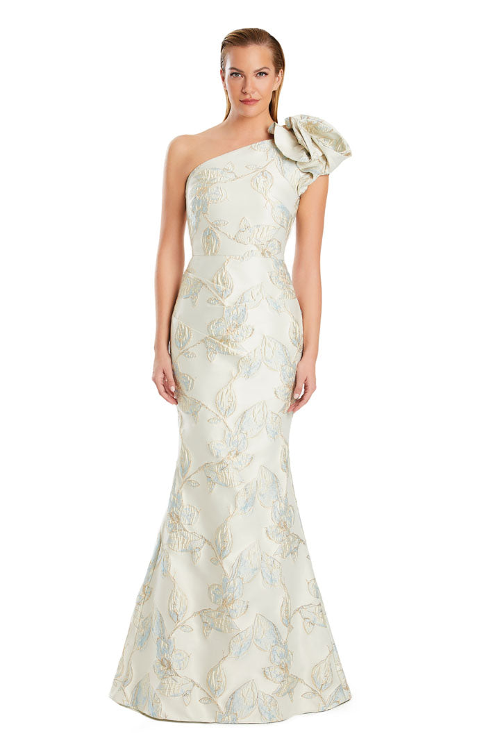 Formal Dresses Long Mermaid Formai Printed Evening Dress Soft Blue/Cream