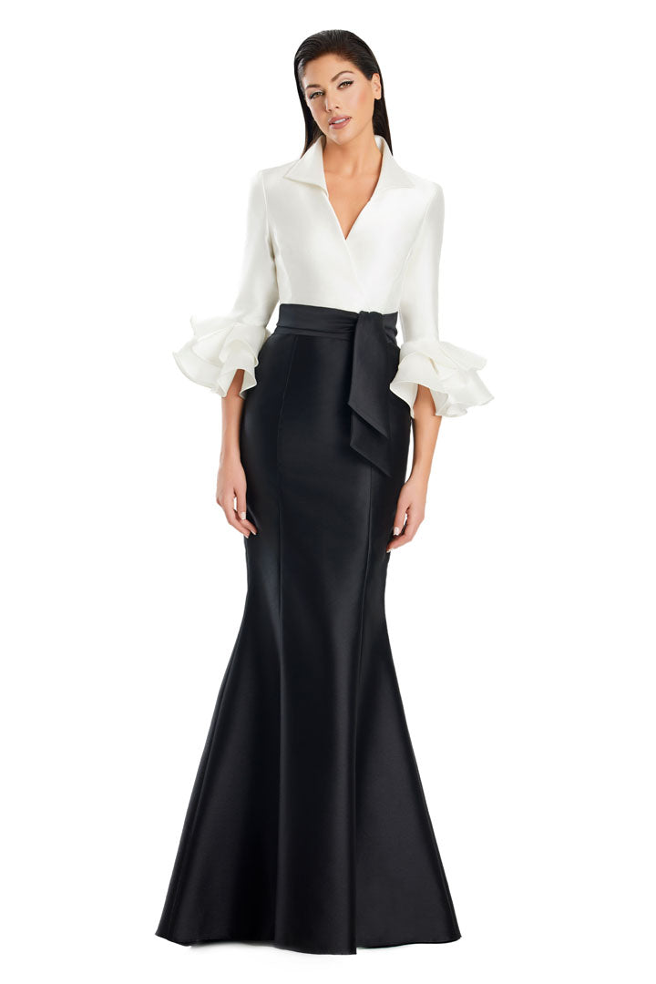 Formal Dresses Long Mermaid Formal Ruffle Dress Black/White