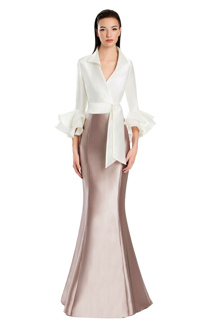 Formal Dresses Long Mermaid Formal Ruffle Dress Iced Mauve/White
