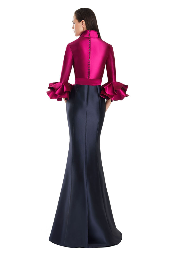 Formal Dresses Long Evening Gown Formal Ruffled Dress Navy/Fuchsia