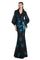 Formal Dresses Fitted Long Fornal Printed Jacket Dress Black/Blue Multi